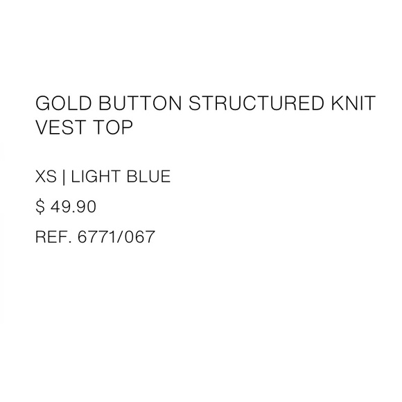 Zara Blue Gold Button Structured Knit Vest Top - Picture 2 of 2